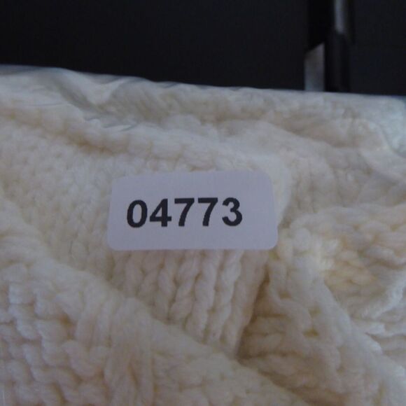 WHBM Sweater Women's Small Ivory Mock Neck Embellished Fringed Cable Knit - Picture 11 of 11